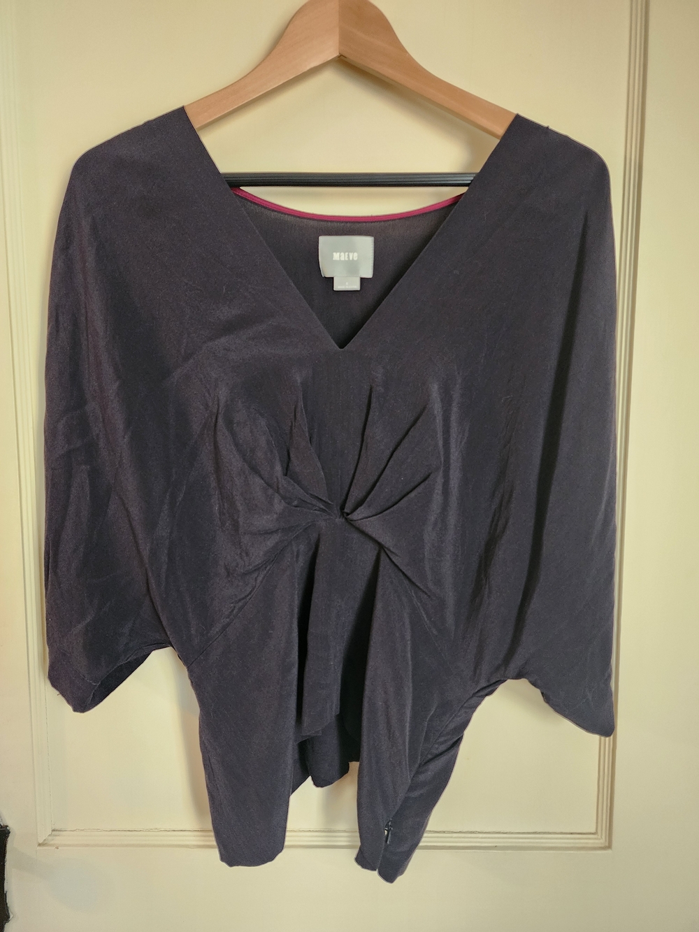 Maeve Navy Blue SilkTop With Side Zipper